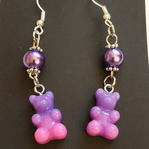 Handmade Pearl Ombre Gradient Gummy Bear Dangle Earrings